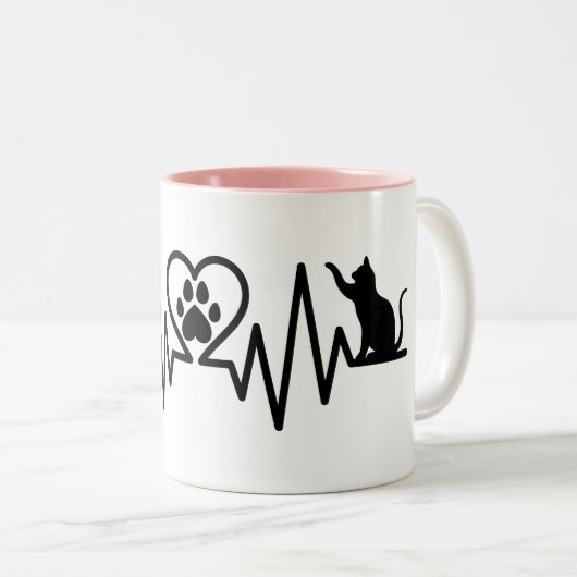 Tasse 2 Couleurs Cat Heartbeat with Another Cat  (Devant droit)