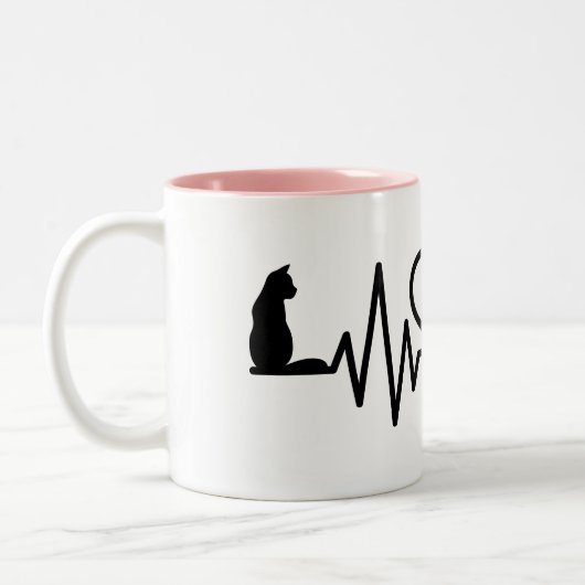Tasse 2 Couleurs Cat Heartbeat with Another Cat (Gauche)
