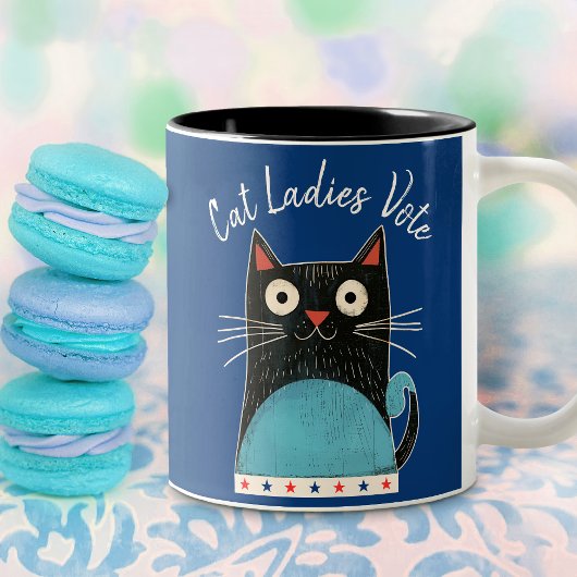 Tasse 2 Couleurs Cat Ladies Vote Script Feminist Russe mignon gras
