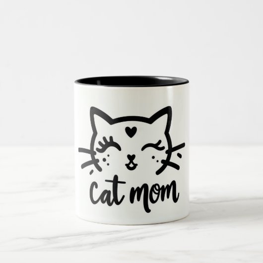 Tasse 2 Couleurs Cat Mom black (Centre)