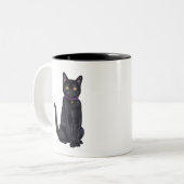Tasse 2 Couleurs CatFans - chat noir de Bombay (Devant gauche)