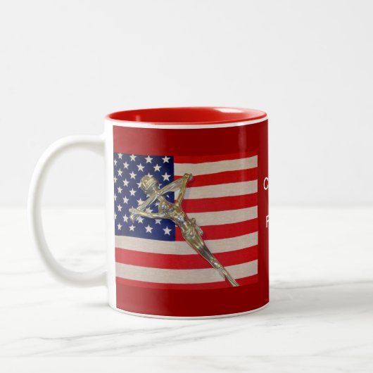 Tasse 2 Couleurs Catholiques pour le drapeau papal des Etats-Unis (Gauche)
