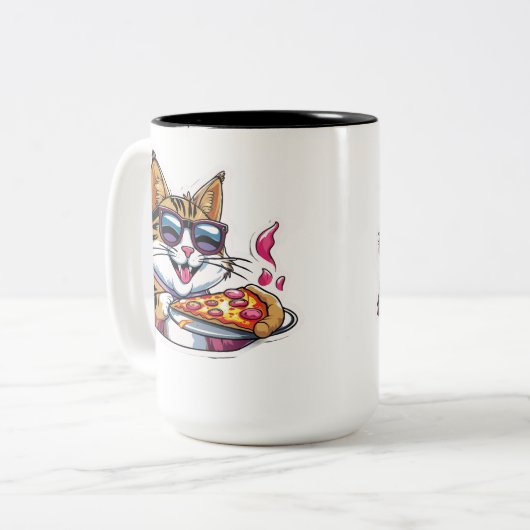 Tasse 2 Couleurs Catnip & Pizza (Devant gauche)