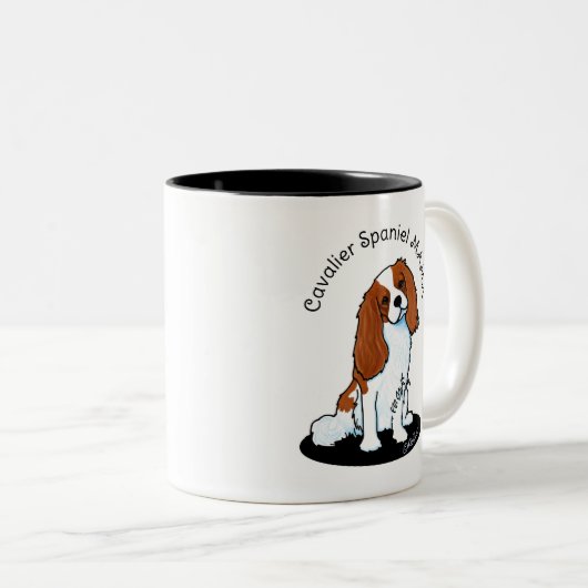 Tasse 2 Couleurs Cavalier Spaniel Maman (Devant droit)