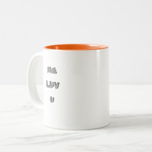 Tasse 2 Couleurs Caveman, Me Luv U (Devant gauche)