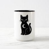 Tasse 2 Couleurs Celestial Black Cat with Crescent Moon | Mystical (Centre)