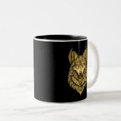 Tasse 2 Couleurs Celestial Wolf Moon Halo Art (Devant droit)
