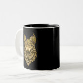 Tasse 2 Couleurs Celestial Wolf Moon Halo Art (Devant gauche)