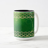 Tasse 2 Couleurs Céltic Green Knots & Feuilles (Devant droit)