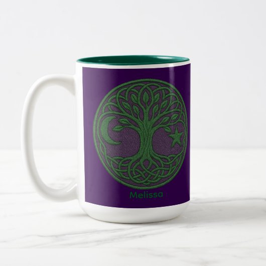 Tasse 2 Couleurs Celtic Tree of Life Custom Name (Gauche)