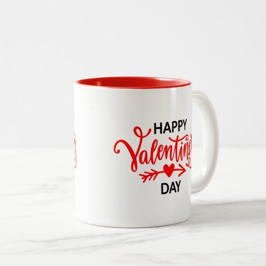 Tasse 2 Couleurs Céramique café Mug-Valentine Coeurs (Devant droit)