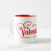 Tasse 2 Couleurs Céramique café Mug-Valentine Coeurs (Devant gauche)