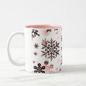 Tasse 2 Couleurs Céramique Coffee Mug-Pink & Neutrals Snowflakes (Gauche)
