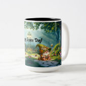 Tasse 2 Couleurs Céramique Gnome Fleur (Devant droit)