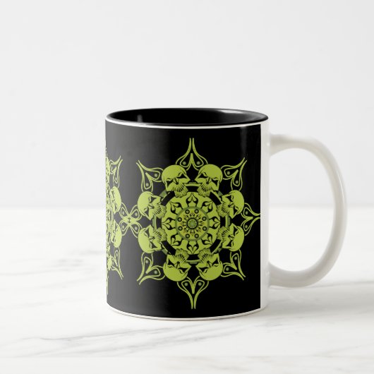 Tasse 2 Couleurs Cercle crâne vert (Droit)