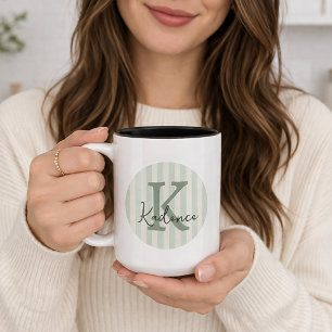 Tasse 2 Couleurs Cercle rayé de couleurs personnalisées avec monogr