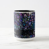 Tasse 2 Couleurs Cercles Abstraits dessinés à la main, Bleu, Violet (Centre)