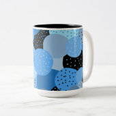Tasse 2 Couleurs Cercles bleus Abstraits (Devant droit)
