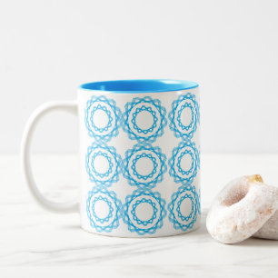 Tasse 2 Couleurs Cercles géométriques bleus Motif