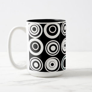 Tasse 2 Couleurs Cercles rétrogrades Noir Blanc