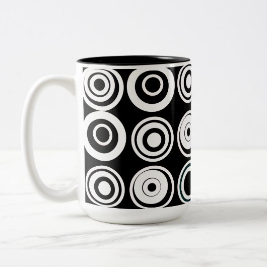 Tasse 2 Couleurs Cercles rétrogrades Noir Blanc (Gauche)