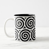 Tasse 2 Couleurs Cercles tourbillonnants en noir et blanc (Gauche)