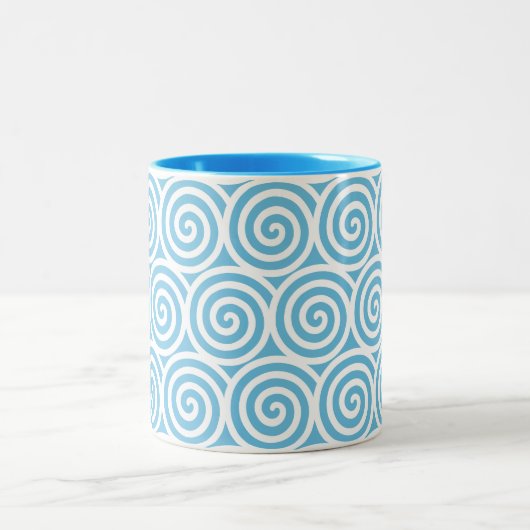 Tasse 2 Couleurs Cercles tourbillonnants sur Turquoise & Blanc (Centre)