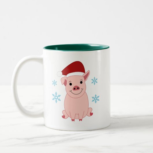 Tasse 2 Couleurs Cerdito navideño sonriente (Gauche)