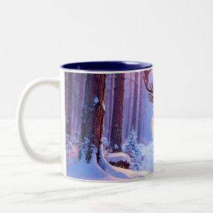 Tasse 2 Couleurs Cerf À Père Noël Coeur - Rindeer