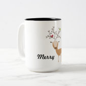 Tasse 2 Couleurs Cerf aux oiseaux (Devant gauche)