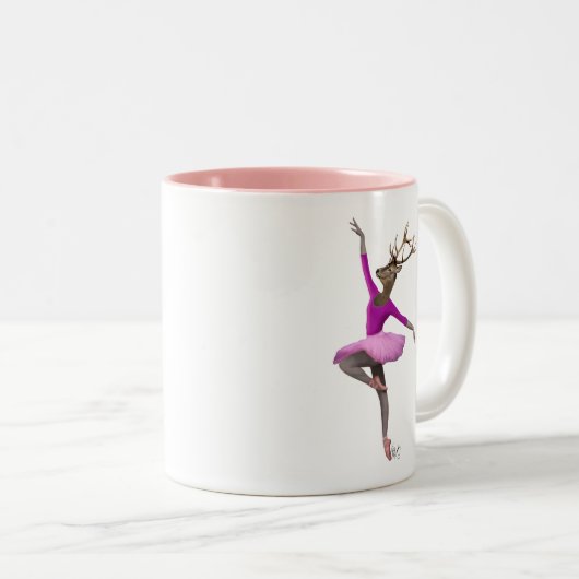 Tasse 2 Couleurs Cerf de ballet en rose (Devant droit)