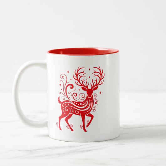 Tasse 2 Couleurs Cerf de fête (Gauche)