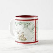 Tasse 2 Couleurs Cerf de Noël (Devant gauche)
