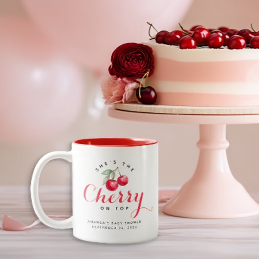 Tasse 2 Couleurs Cerise sur le Baby shower Coquette