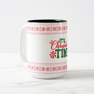 TASSE 2 COULEURS C'EST NOËL TEMPS MERRY CHRISTMAS BOUE DÉCORATIVE