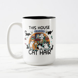 Tasse 2 Couleurs Cette maison tourne à l'humour et aux poils de cha