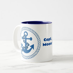 Tasse 2 Couleurs Chaîne de corde d'Ancre personnalisée Marine marin