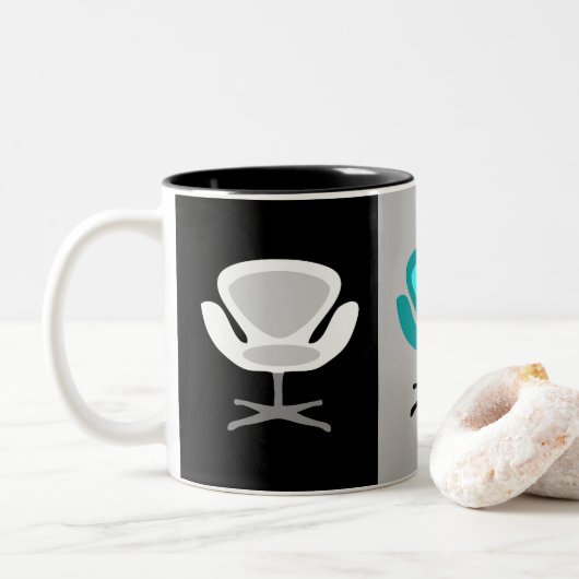 Tasse 2 Couleurs Chaises pivotantes rétro (Avec donut)