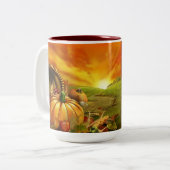 Tasse 2 Couleurs Champ de citrouille de Thanksgiving (Devant gauche)