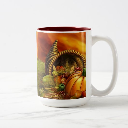 Tasse 2 Couleurs Champ de citrouille de Thanksgiving (Droit)