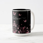 Tasse 2 Couleurs Champ de fleurs avec papillons (Devant droit)