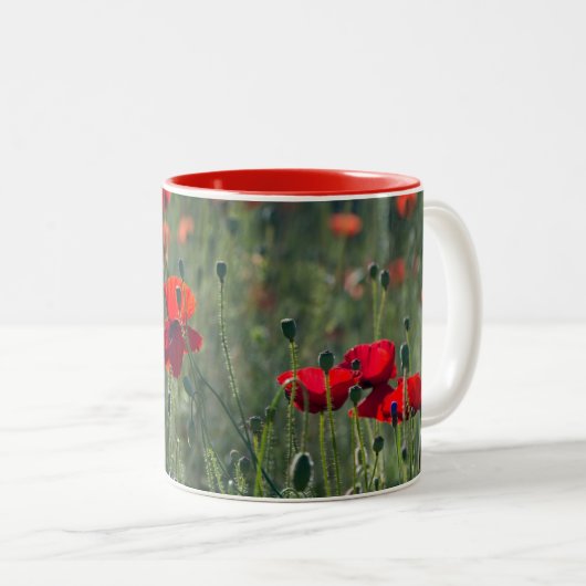Tasse 2 Couleurs Champ sauvage de pavots (Devant droit)