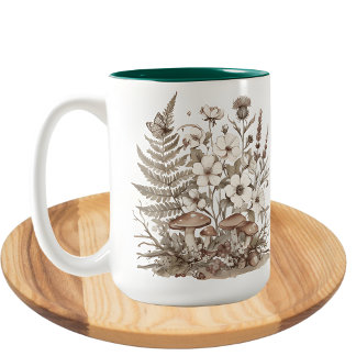 Tasse 2 Couleurs Champignons d'automne cottagecore floral