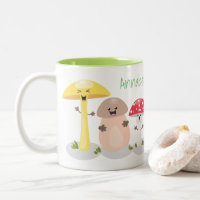 Champignons mignons et tabourets dessin animé