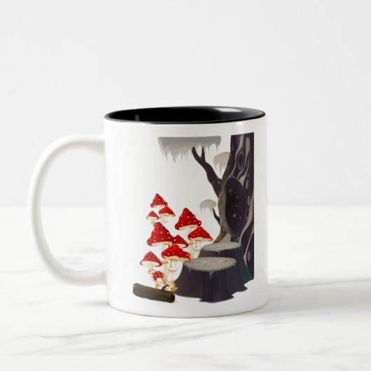 Tasse 2 Couleurs Champignons Volent Agaric Et Arbres (Gauche)