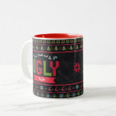 Tasse 2 Couleurs Chandail de Noël moche Nordic Knit Name Chalkboard (Devant gauche)
