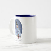 Tasse 2 Couleurs Chandails et cadeaux Snowman Blue (Devant gauche)