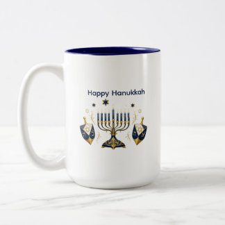 Tasse 2 Couleurs Chandelier Menorah horizontal avec motif de dreide