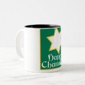 Tasse 2 Couleurs Chanukah heureux (Devant gauche)