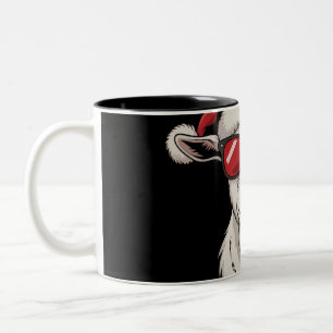 Tasse 2 Couleurs Chapeau de Noël de chèvre drôle mignon animal de f